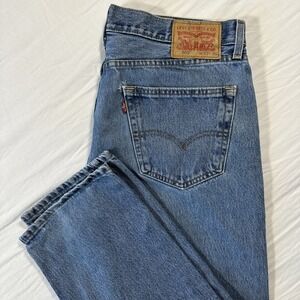 Levis 505 Jeans Mens 35x30 Blue Medium Wash Straight Leg Mid Rise Denim